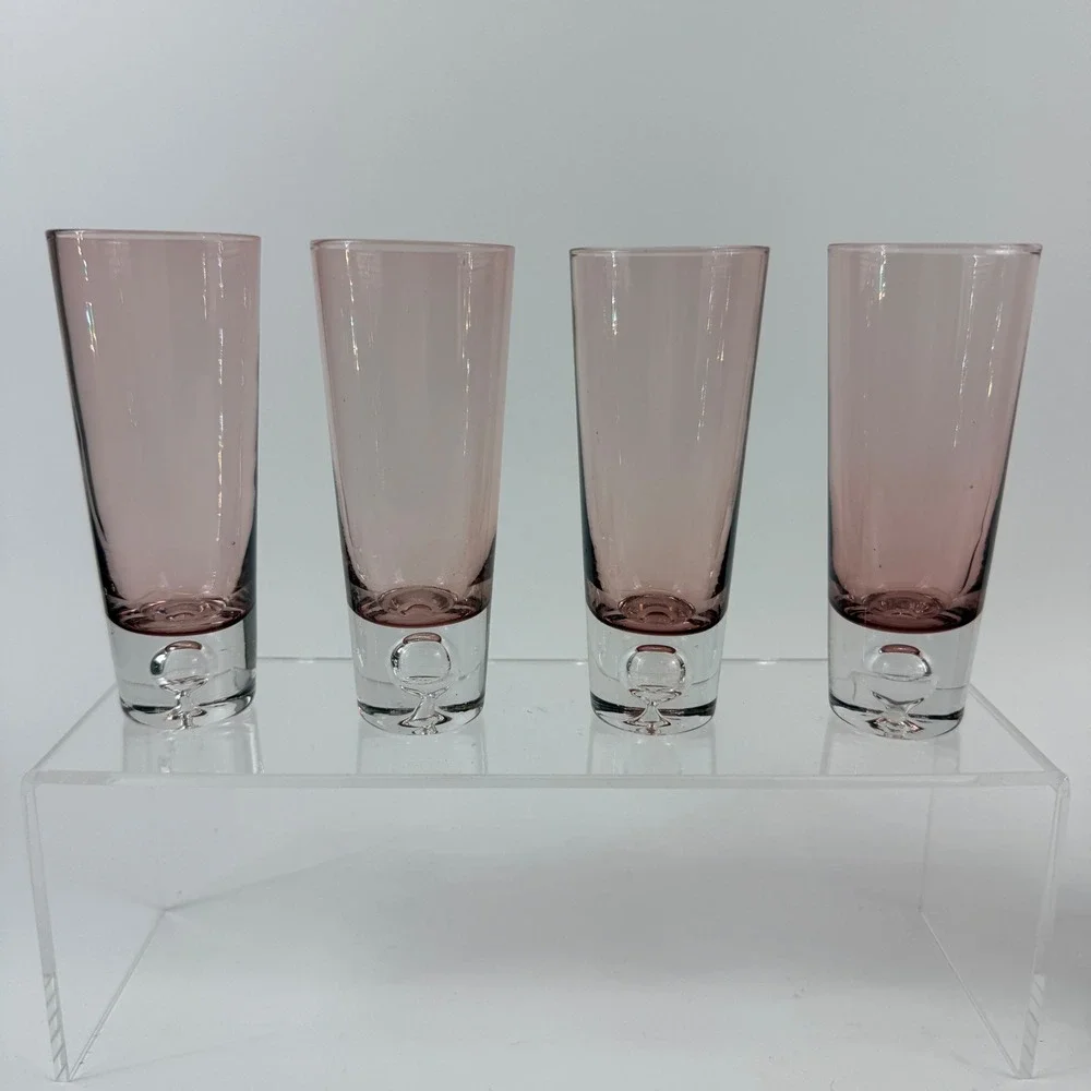 Vintage Krosno Amethyst Cased Glass Decanter Set w 4 Cordial Shot Glasses